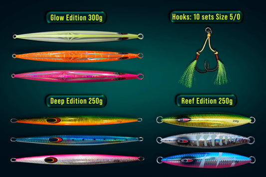 SLOW PITCH JIGGING COMBO (9 JIGS ) - Pipos Jigs